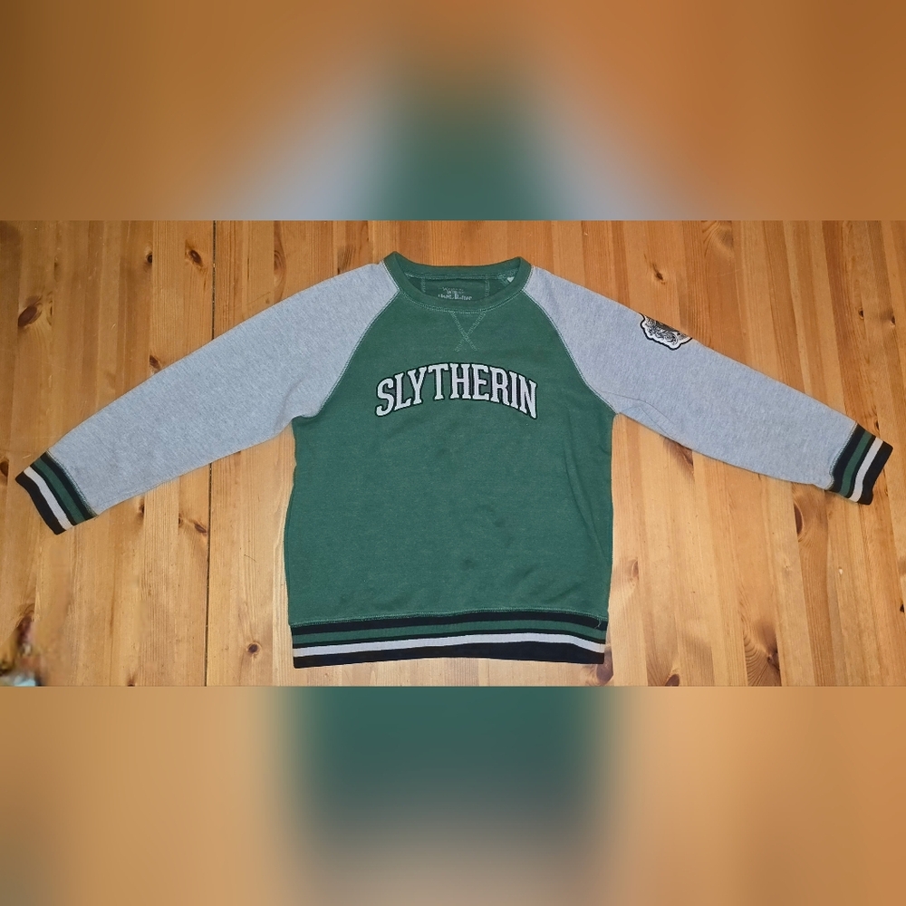 Universal Slytherin Green and Gray Kids Crewneck